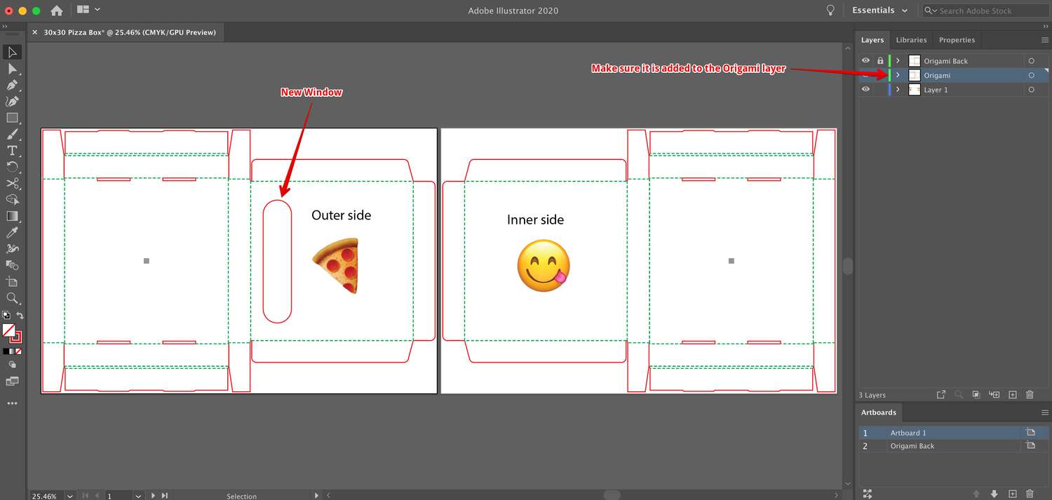 Adding a small window to the pizza box lid