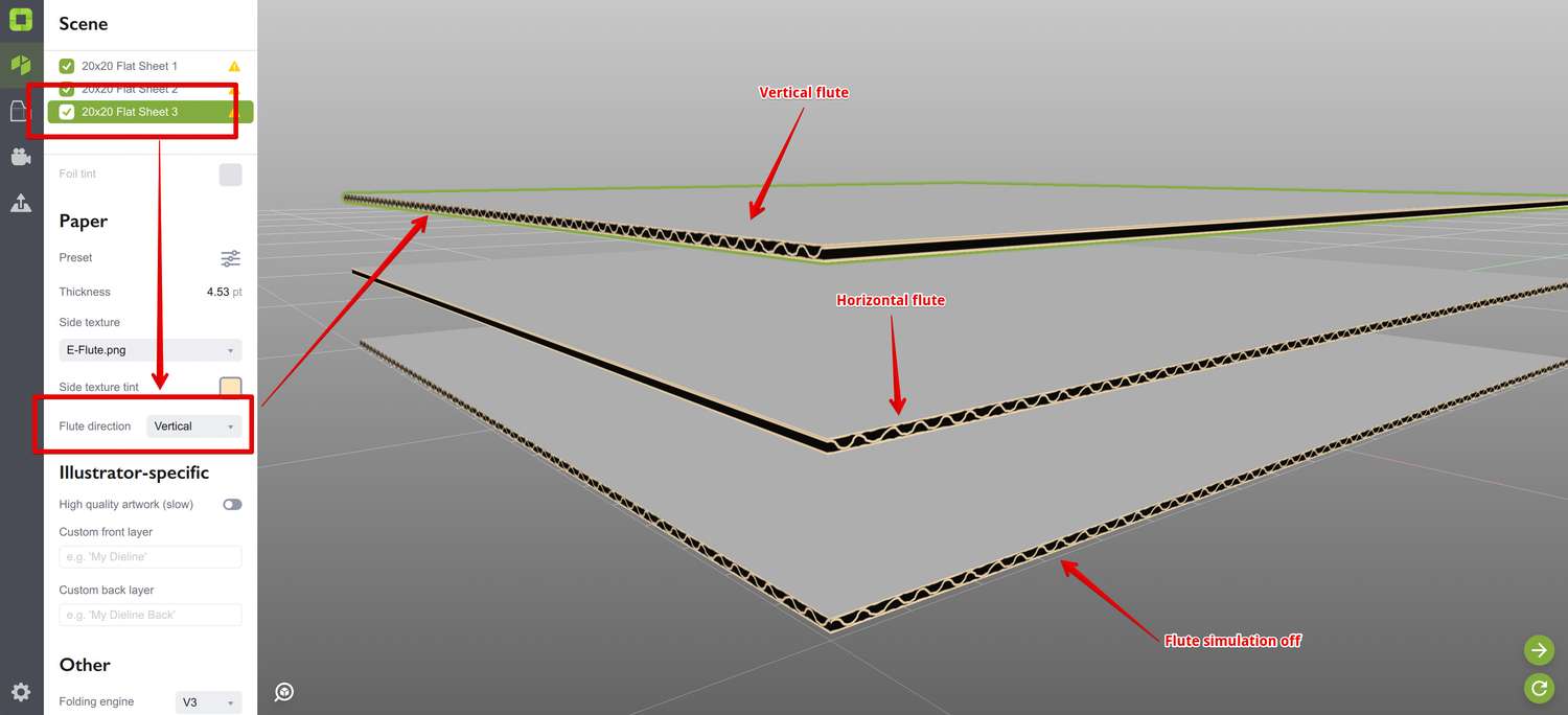 Flute direction option in Origami