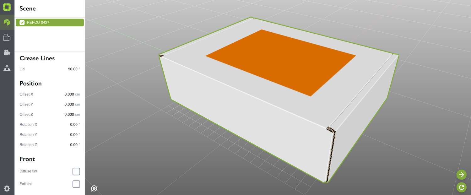FEFCO-0427 with color mark on top in Origami