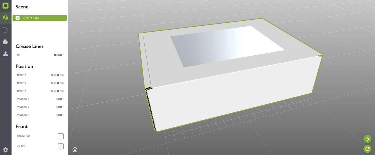 FEFCO-0427 with silver foil mark on top in Origami