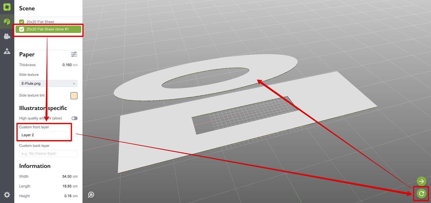 Two different dielines from one Illustrator file in Origami