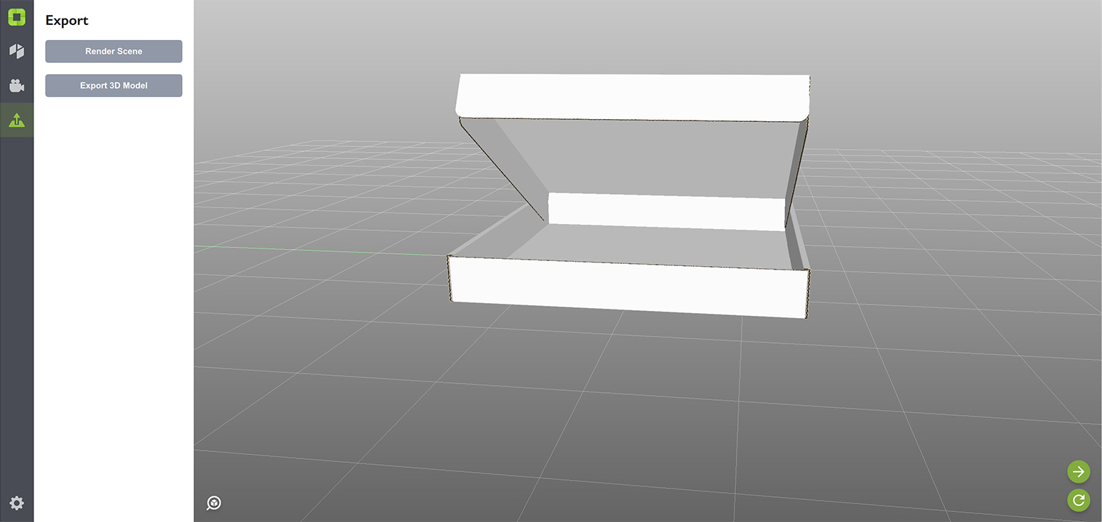Export panel in Origami lets you export and render your scene