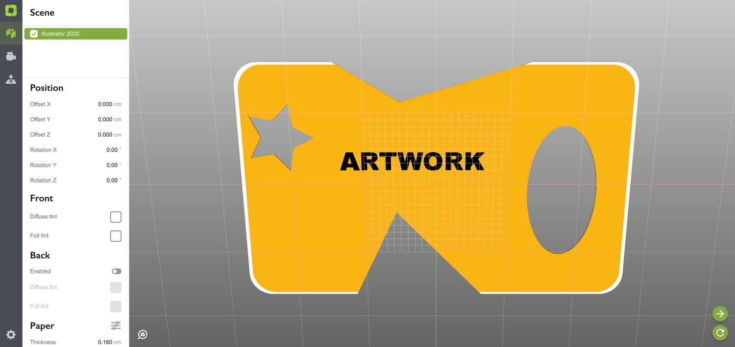 The artwork is at the bottom of the shape