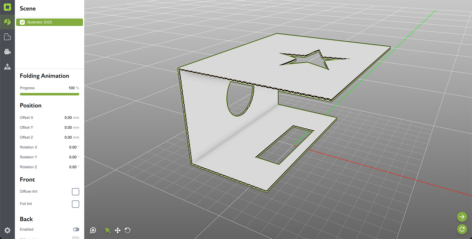 Checking the starting dieline in Origami