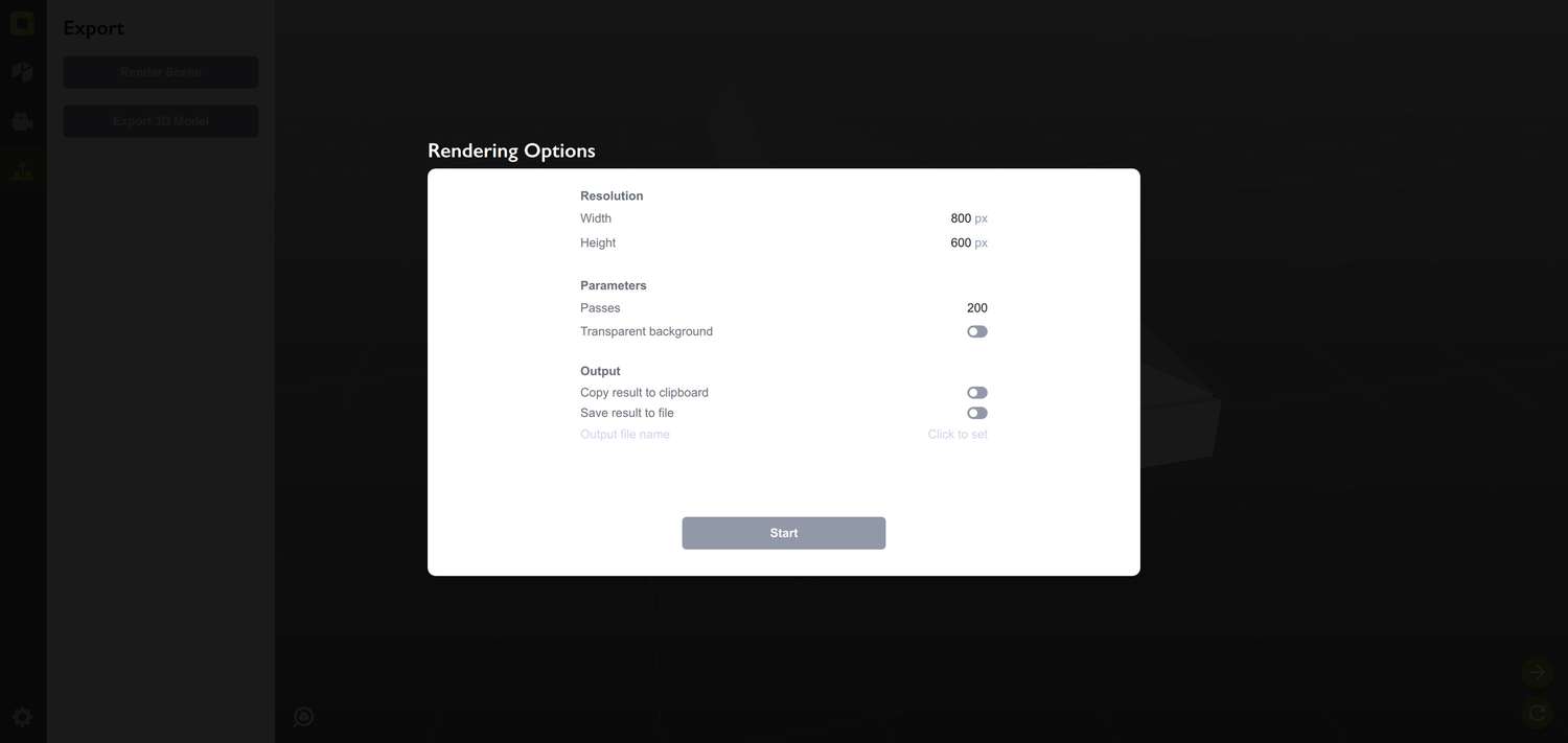 Rendering options for the built-in renderer Origami