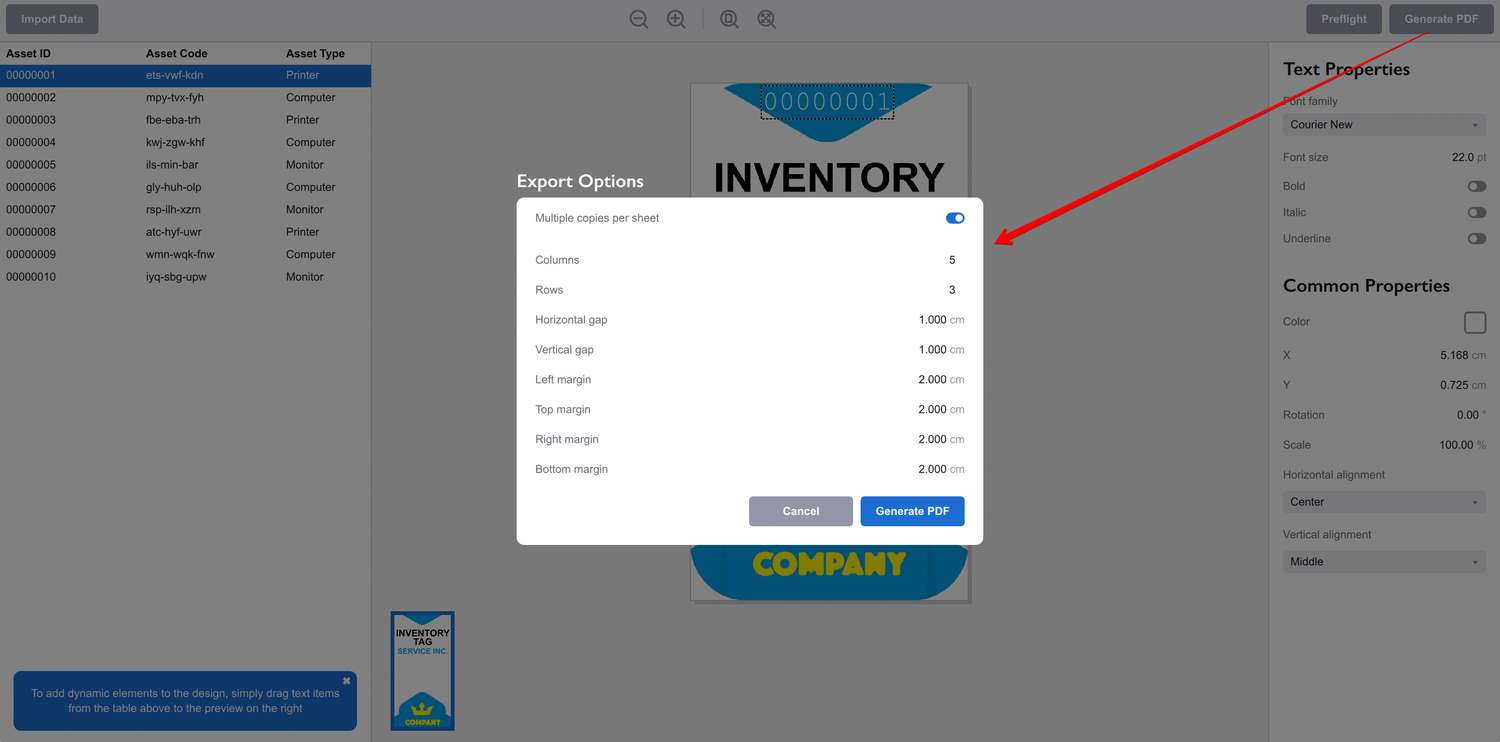PDF generation options in Ticket Wizard