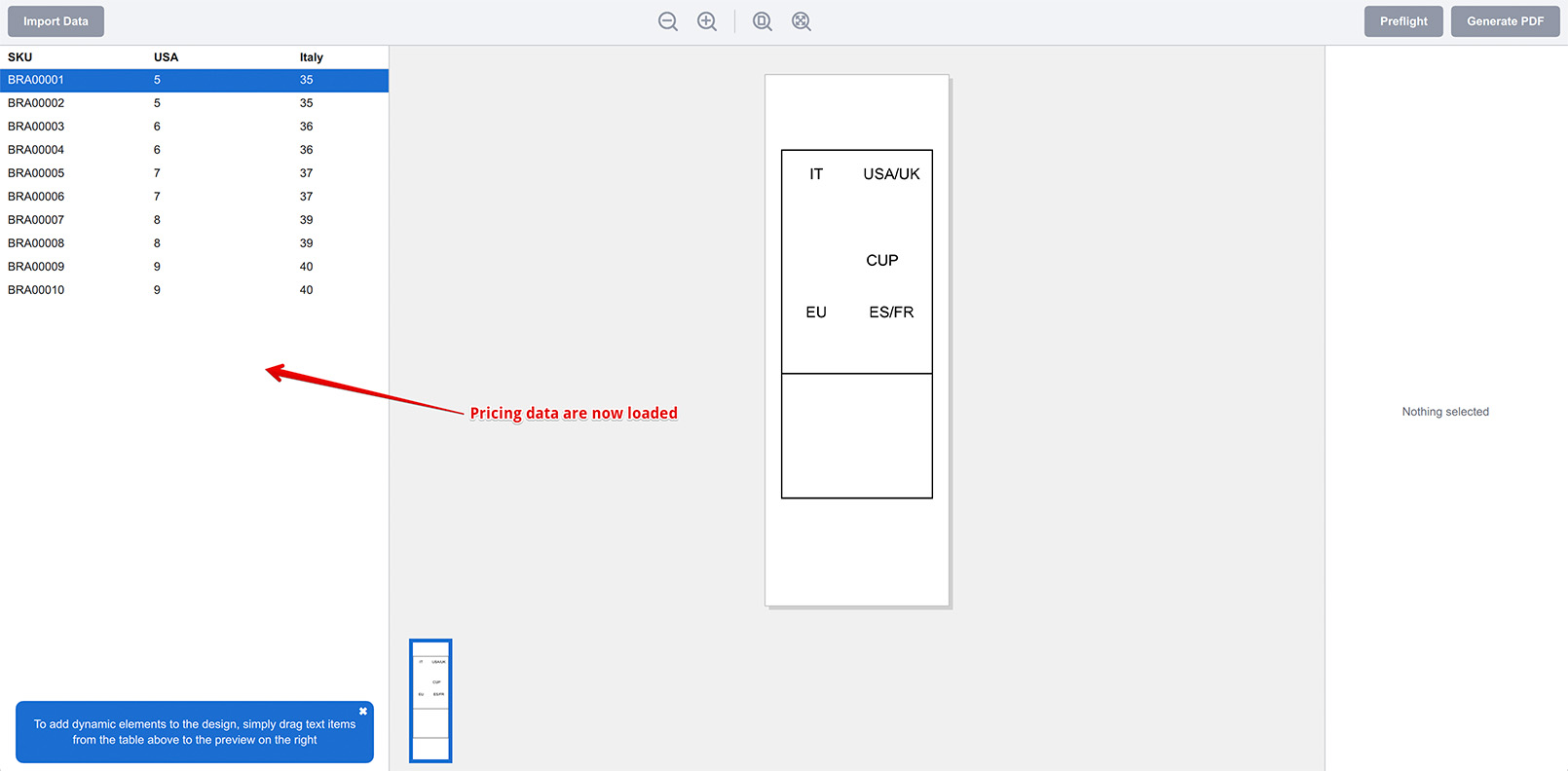Pricing data imported into Ticket Wizard project