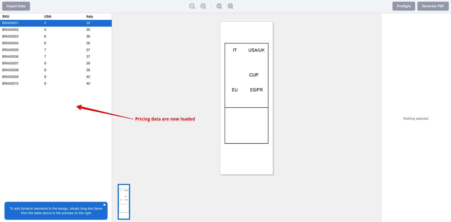 Pricing data imported into Ticket Wizard project