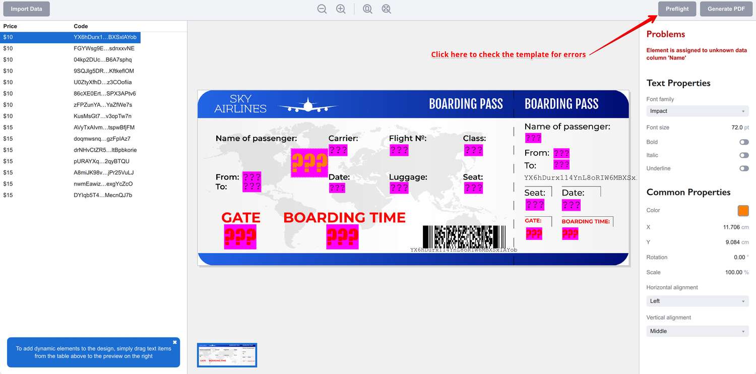 Preflight button in Ticket Wizard